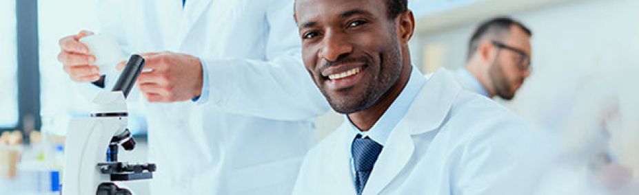 Lab technician smiling